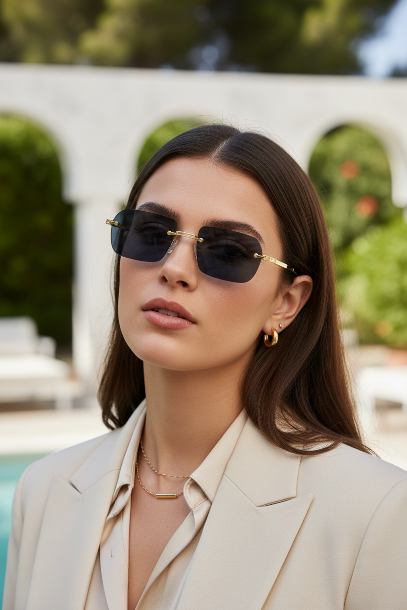 TOMIAN 252S - Occhiale da Sole Senza Montatura Unisex